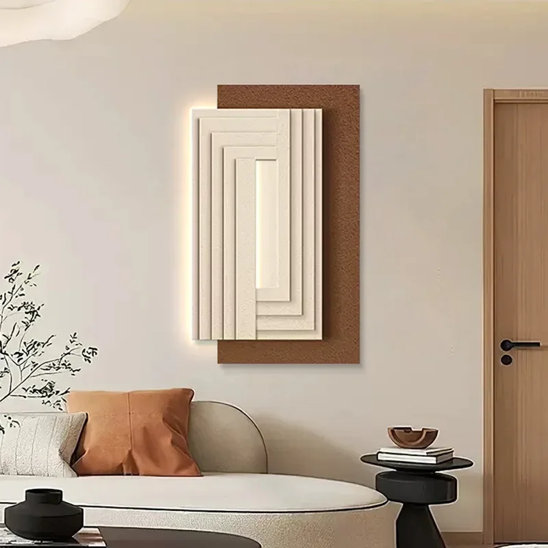 Wabi-sabi three-dimensional living room decorative painting wall lamp Italian minimalist high-end sofa background wall entrance
