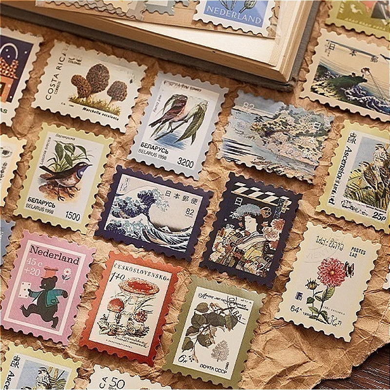 Guzhuo Stamp Museum Series Vintage Envelope Stamp Handheld Booklet DIY Decorative Sticker 8 Models