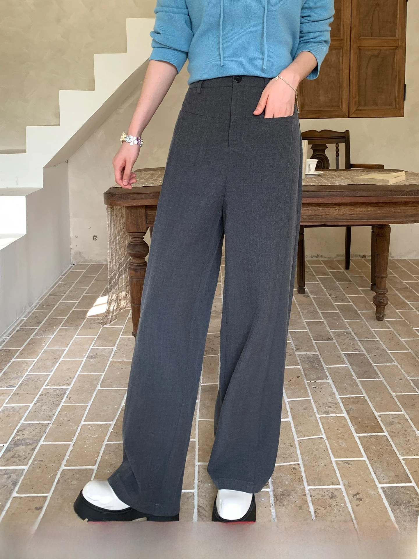 

Повседневные брюки с высокой талией и драпировкой для женщин, осенние, больших размеров, с 3D-эффектом похудения, длинные, удобные, прямого кроя