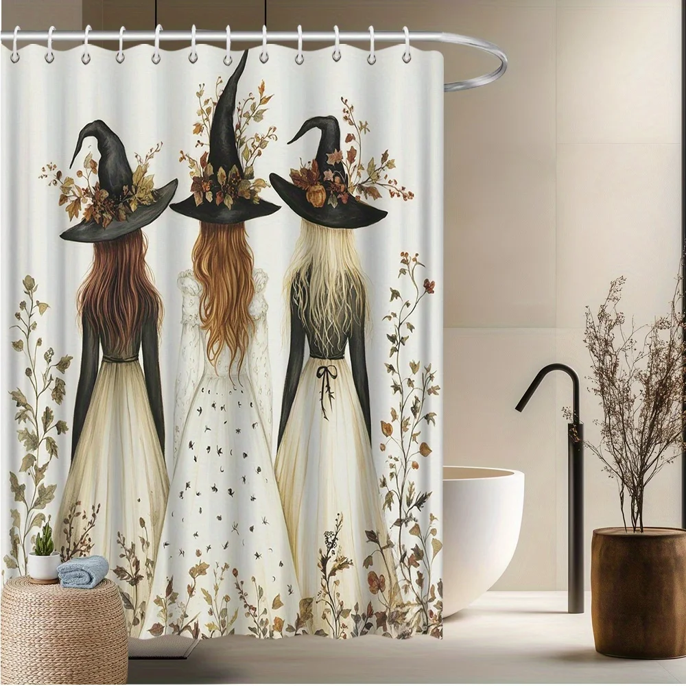 

1/4 шт., украшение на Хэллоуин, занавеска для душа с рисунком ведьмы, декор для ванной комнаты, украшение на Хэллоуин, домашняя занавеска для душа