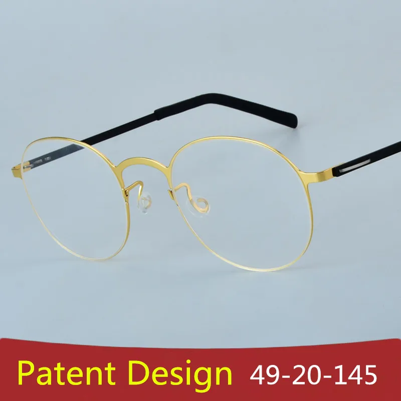 

Denmark New Design Round Glasses Frame Men Women Ultralight Pure Titanium Eyeglass Fashion Screwless Eyewear Quality Spectacles