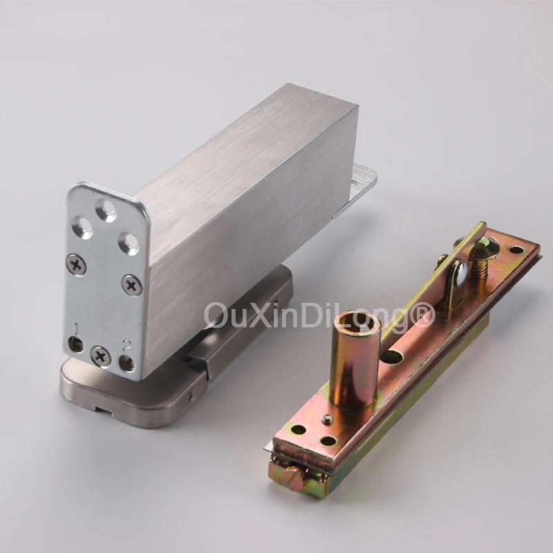 1Set Heavy Door Pivot Hinges Invisible Hidden Hydraulic Buffer Door Hinges Black Swing Floor Spring Hinge Install Up and Down