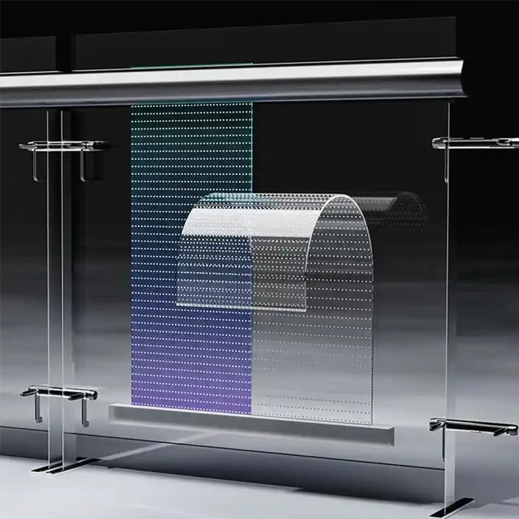 Lightweight Plug and Play Indoor Adhesive Flexible Transparent LED Film Crystal Screen Display Panel for Glass - view 3