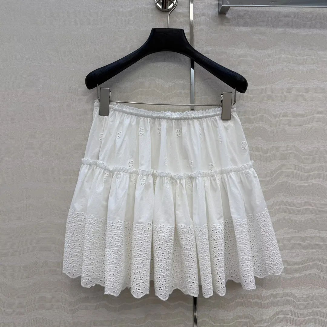 

Новая женская свободная юбка-миди в пляжном стиле с вышивкой, белая, в стиле преппи, весна-лето 2026