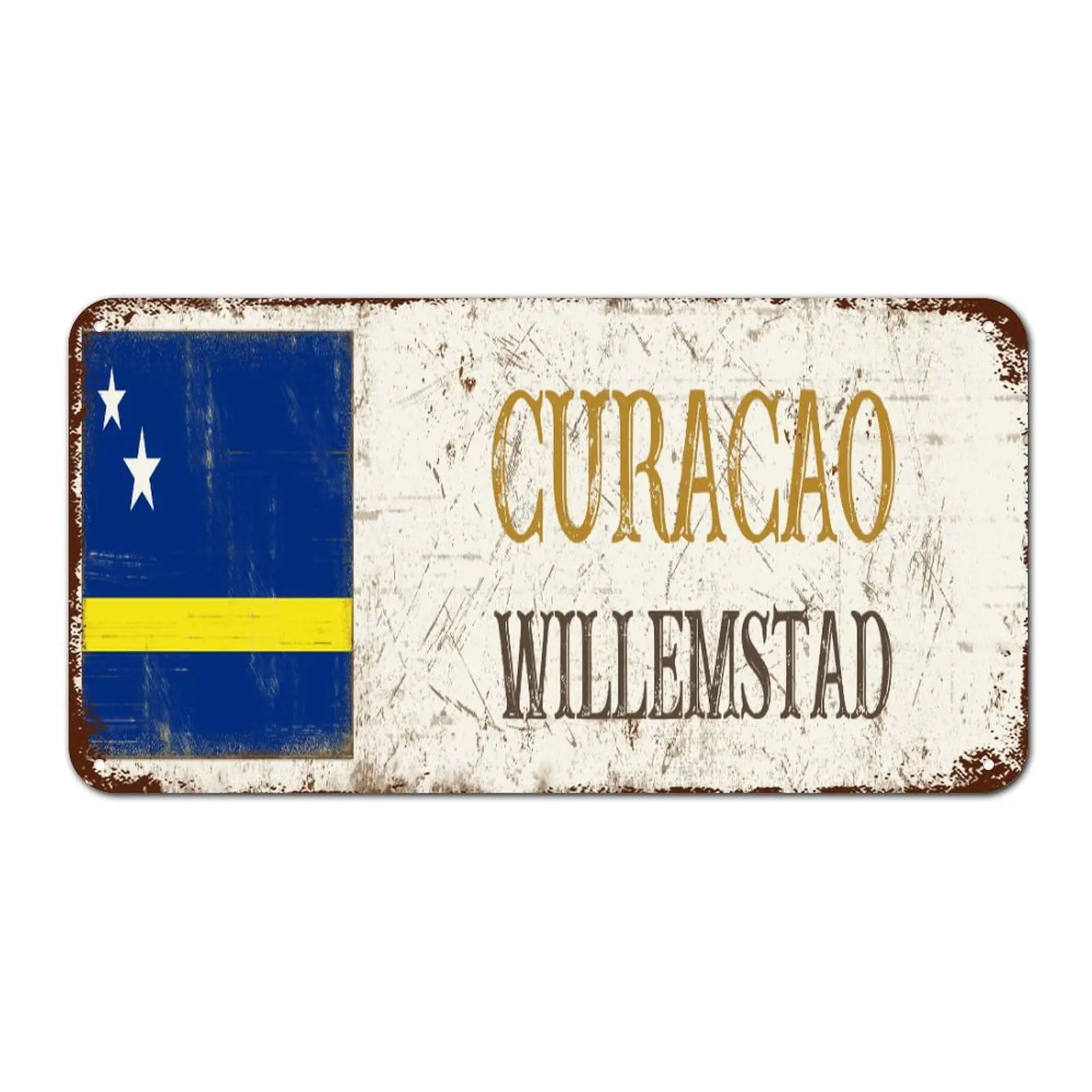 

Curacao Willemstad Vintage Metal Sign Curacao National Flag Retro Tin Signs Metal Plate Street Signs Man Cave Cafe Bar Pub Beer