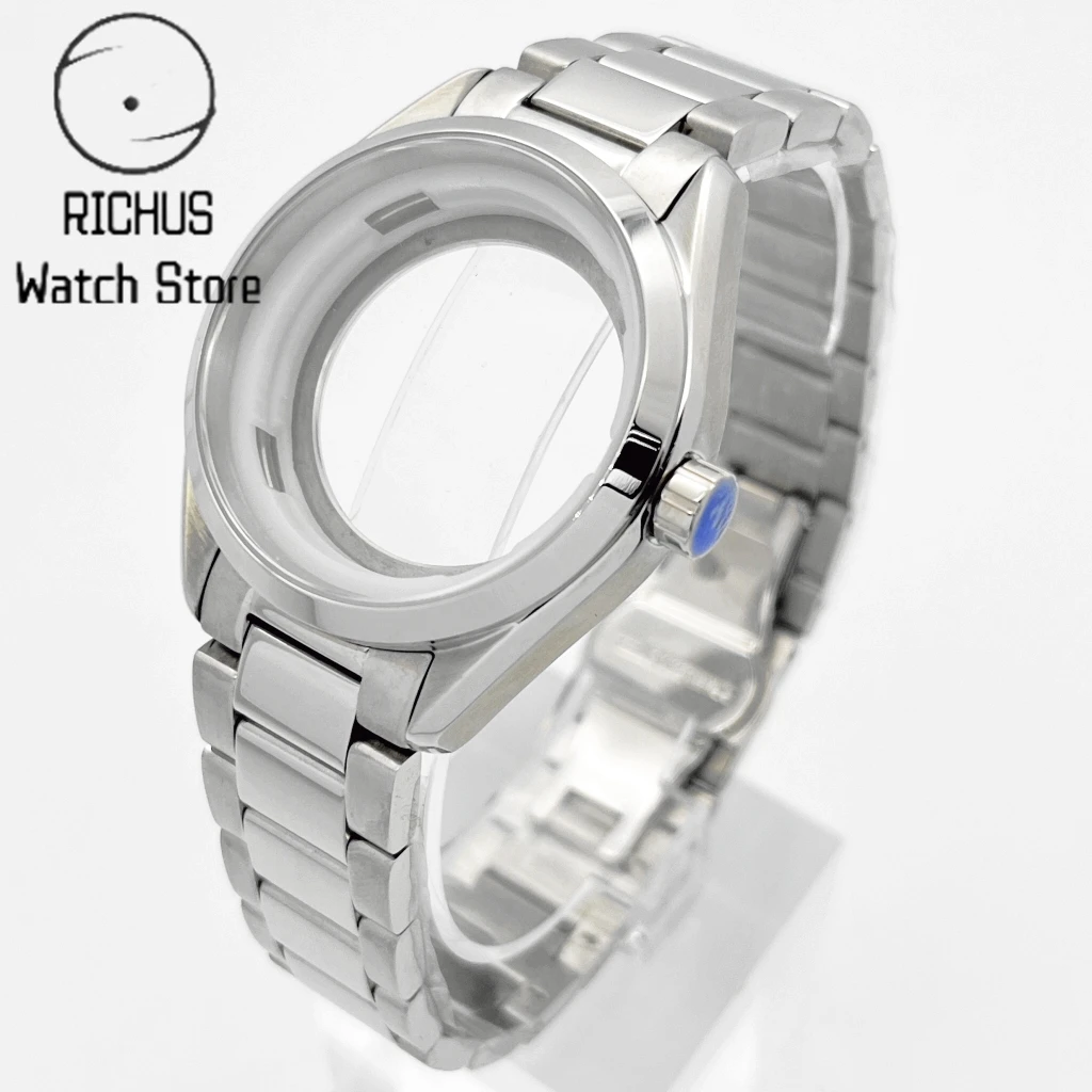 

RICHUS 41 мм сапфировое стекло серебристый полированный/матовый корпус для часов подходит для NH35 NH36 ETA2836 Miyota 8205 8215 аксессуары для часов с механизмом