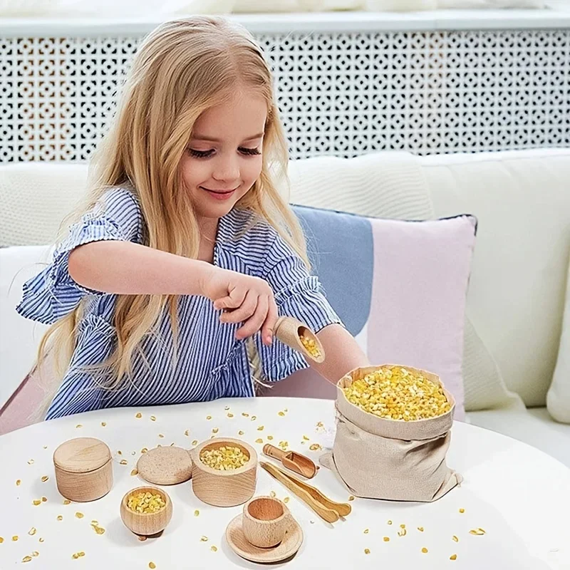 1 Zestaw Symulowanych Zestawów Herbacianych do Kuchni, Zabawki do Udawania Domu, Zabawki Drewniane, Zabawki do Domku dla Lalek, Prezenty Świąteczne, Prezenty Urodzinowe