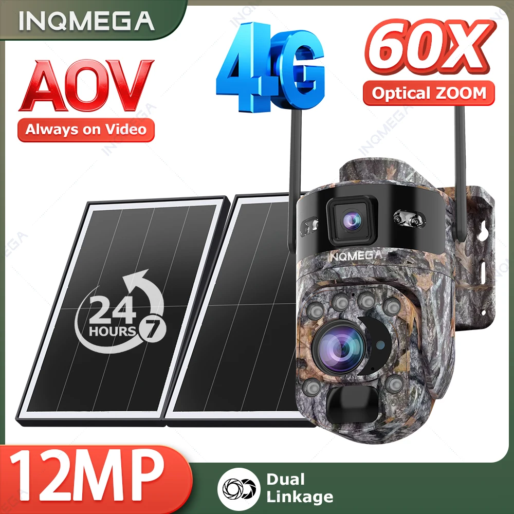 12MP 60X Optical Zoom 4G/ WiFi Solar Camera Outdoor Camouflage PTZ Cameras Surveillance CCTV Solar Hunting Camera Ubox