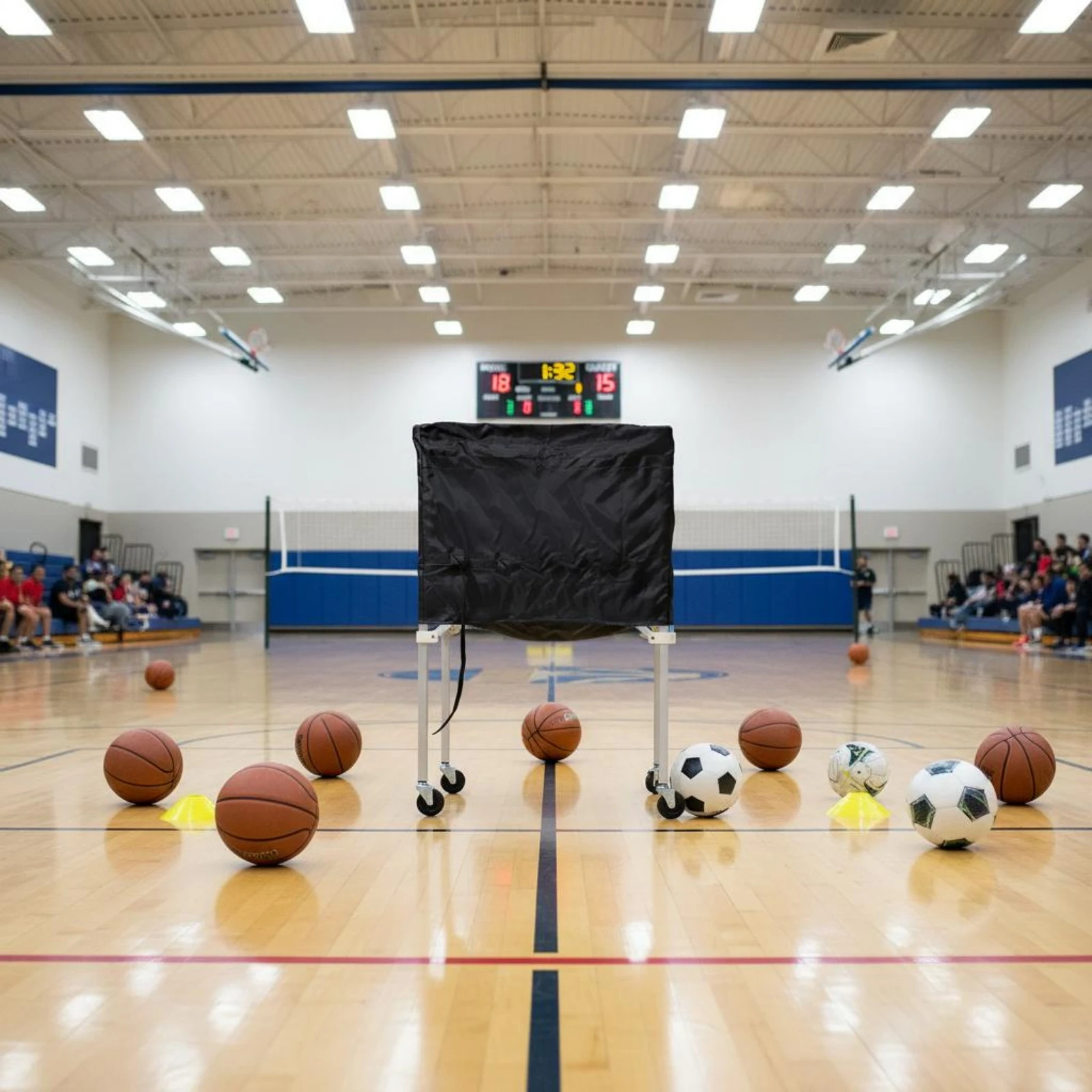 Foldable Ball Trolley Multi-Sport Use Folding Ball Trolley Long-Lasting Lightweight for Teachers, School Gym, Training Court