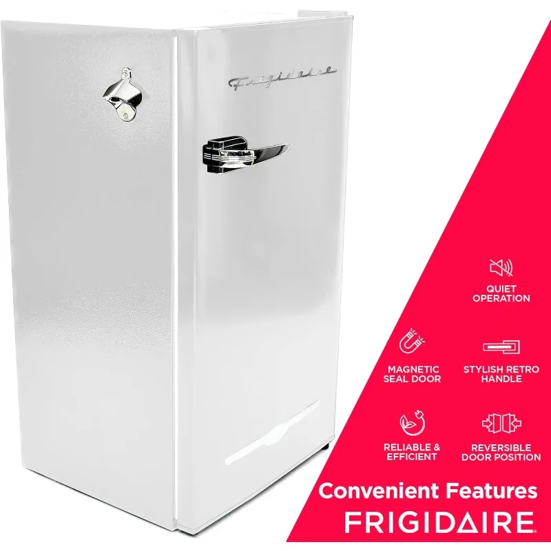 Frigidaire Retro Compact Fridge with Chiller, 3.2 cu ft Countertop Fridge with Built-In Bottle Opener, Compact Refrigerator