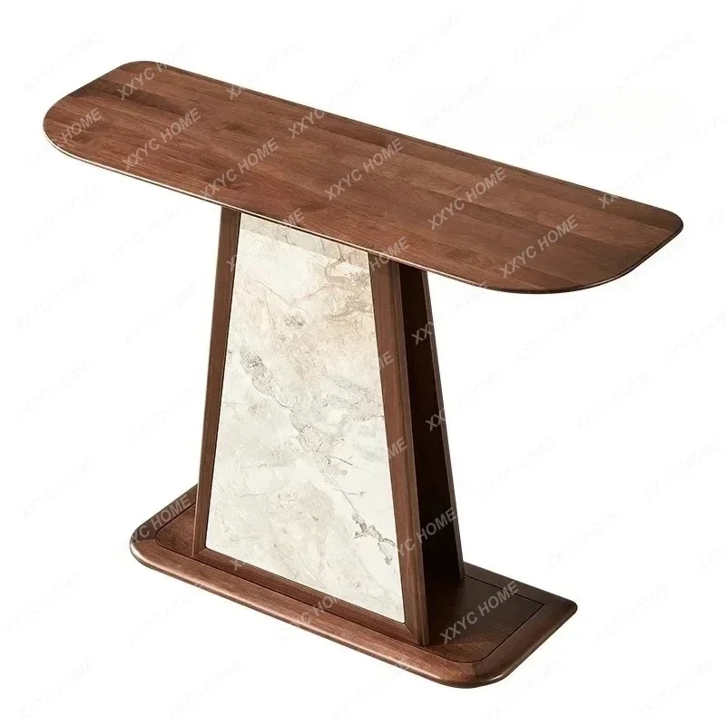 

LNew Chinese-style solid wood bar table Modern simple light luxury living room entrance foyer Black walnut