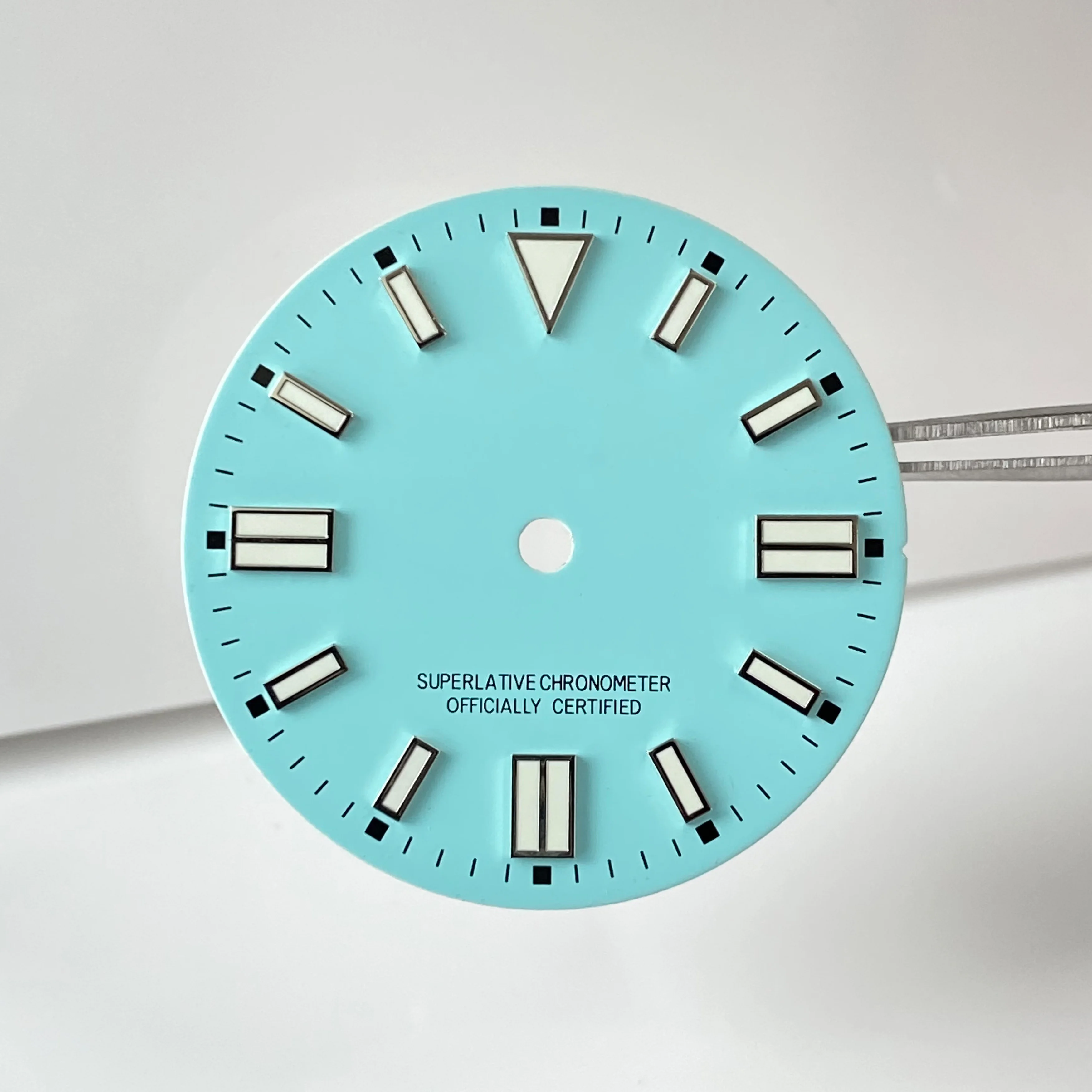 NH35 ダイヤル 28.5mm ブルー/グリーン/イエロー/ピンク/パープル ダイヤル グリーン夜光 NH35/NH36/NH38 ムーブメント対応 腕時計ケース交換部品