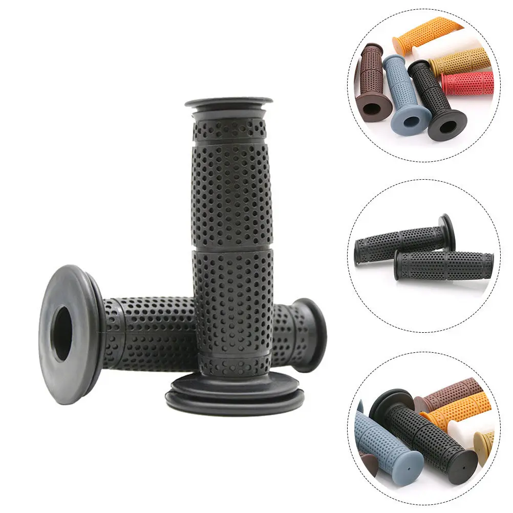 

1Pair Retro Motorcycle Handle Grips Premium Rubber Anti-Slip Texture Comfortable Ergonomic Design Easy Install for Motorbike