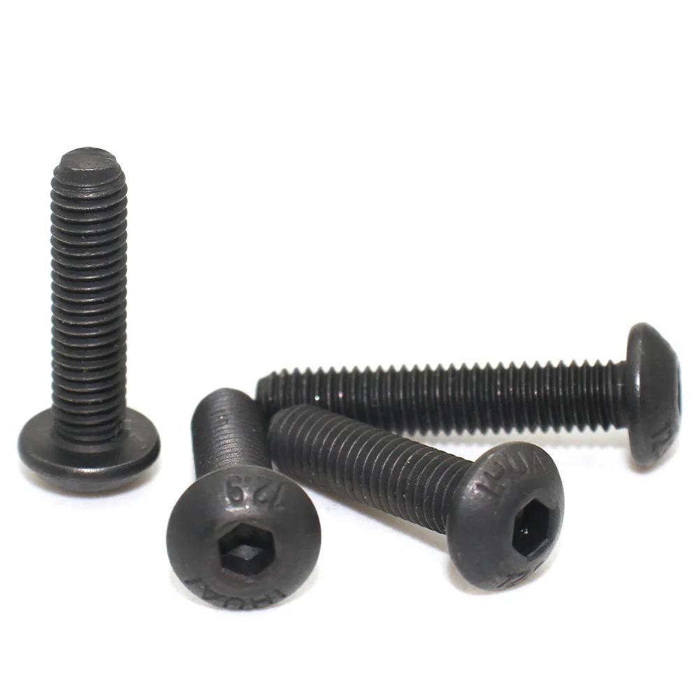 Grade12.9 Steel M1.6 M2 M2.5 M3 M4 M5 M6 M8 M10 M12 ISO7380 Hex Hexagon Socket Round Button Head Screws Bolt 50/20/10/5/2Pcs