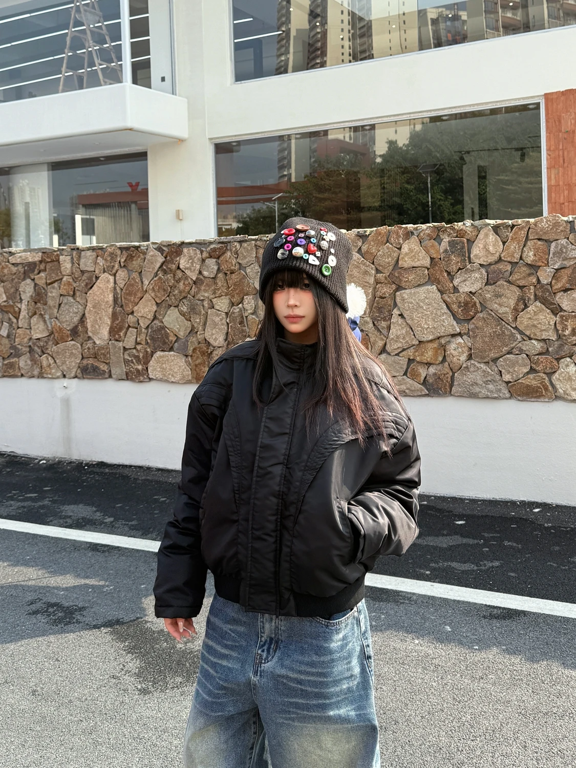 

Американский пуховик с воротником-стойкой для женщин, зимний, 90% белый пух, теплый, деконструированный силуэт, короткая верхняя одежда