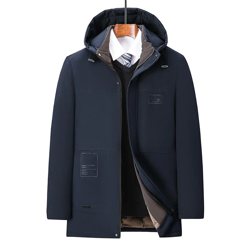 Pop Business Hooded Coat Casual Outwear Long Parkas Men New Autumn Winter Warm Waterproof Parkas Jacket Coat Winter Parkas Mens