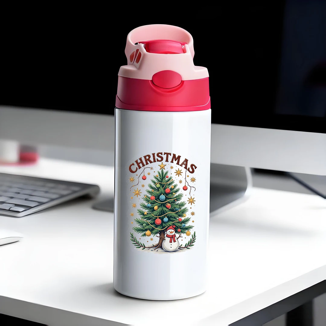 

304 stainless steel thermal cup kids straw cup keeps hot cold Christmas tree cartoon pattern festive cute gift musthave for Ch