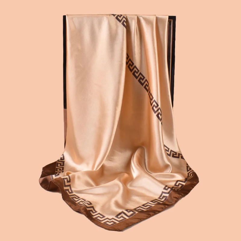 1PC Women's Summer Beach Accessory Fashion Satin Square Scarf 90*90inch Multi-use Headscarf Party Use Versatile Hair Towel image 4