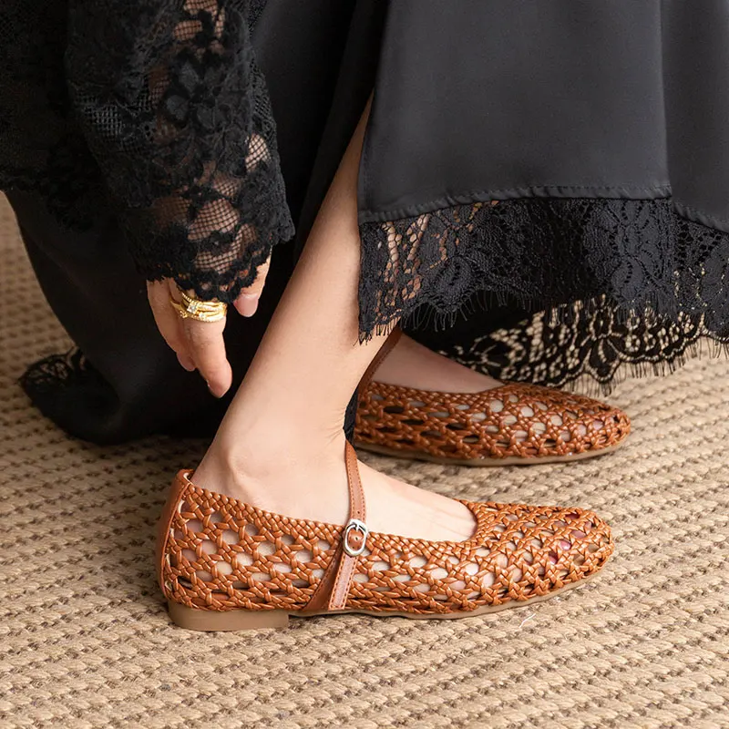 

AIYUQI 2026 New Women's Sandals shoe Handmade Woven HollowOut Slipon Pig Cage Shoes Women Plus Size Summer Roman Shoes girl
