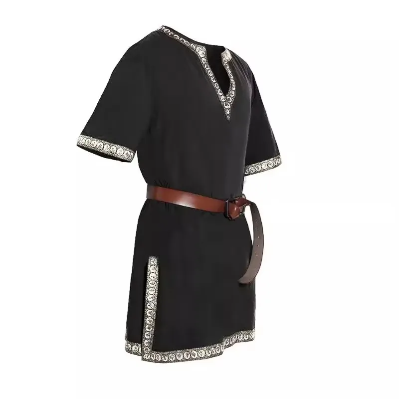 Mittelalterliches Kinderhemd-Kostüm, Piratenhemd für Jungen, Ritterhemd, Baumwoll-Leinen-Tunika, Oberteile, Renaissance-Halloween-Cosplay-Outfit – Detail 7