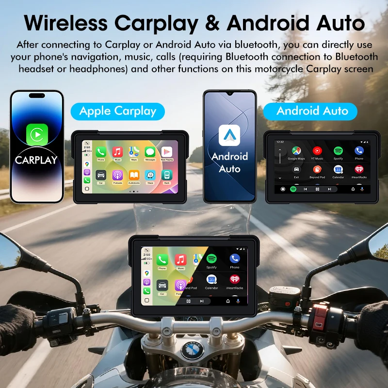 5/7 بوصة دراجة نارية Carplay الملاحة GPS لسيارات BMW R1200GS/R1250GS/S1000XR اللاسلكية Carplay ولوحة القيادة الرقمية أندرويد Auto BT