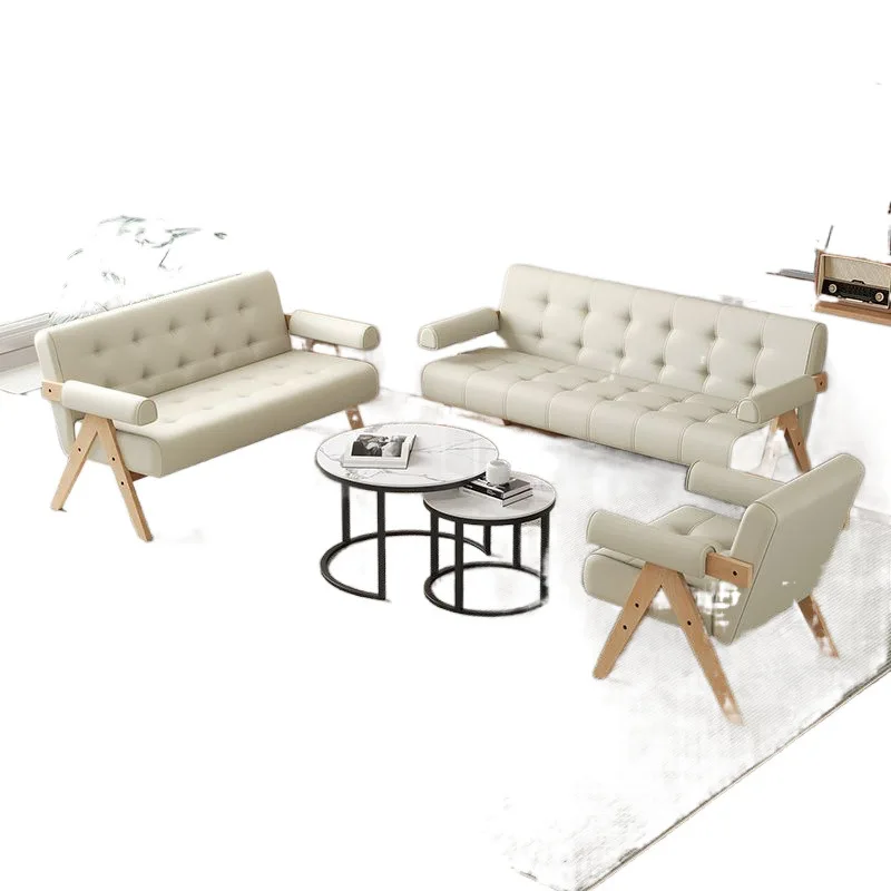

Single sofa negotiation table and chair combination Nordic modern light luxury living room balcony cafe reception solid leisure