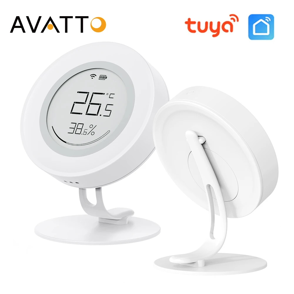 AVATTO Smart Temperature and Humidity Meter Car Thermometer with Smiling Face Display Work with Alexa Google Home