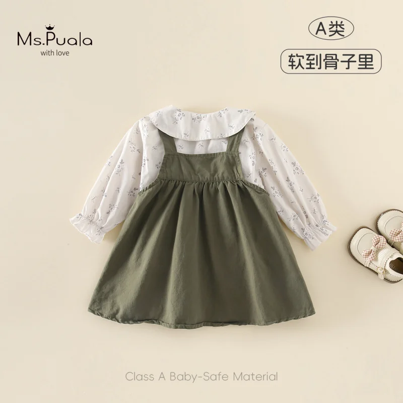 Spring Collection New Spring Children's Clothing for Infants and ToddlersABaby girl skin-friendly dress set, soft and comfortabl