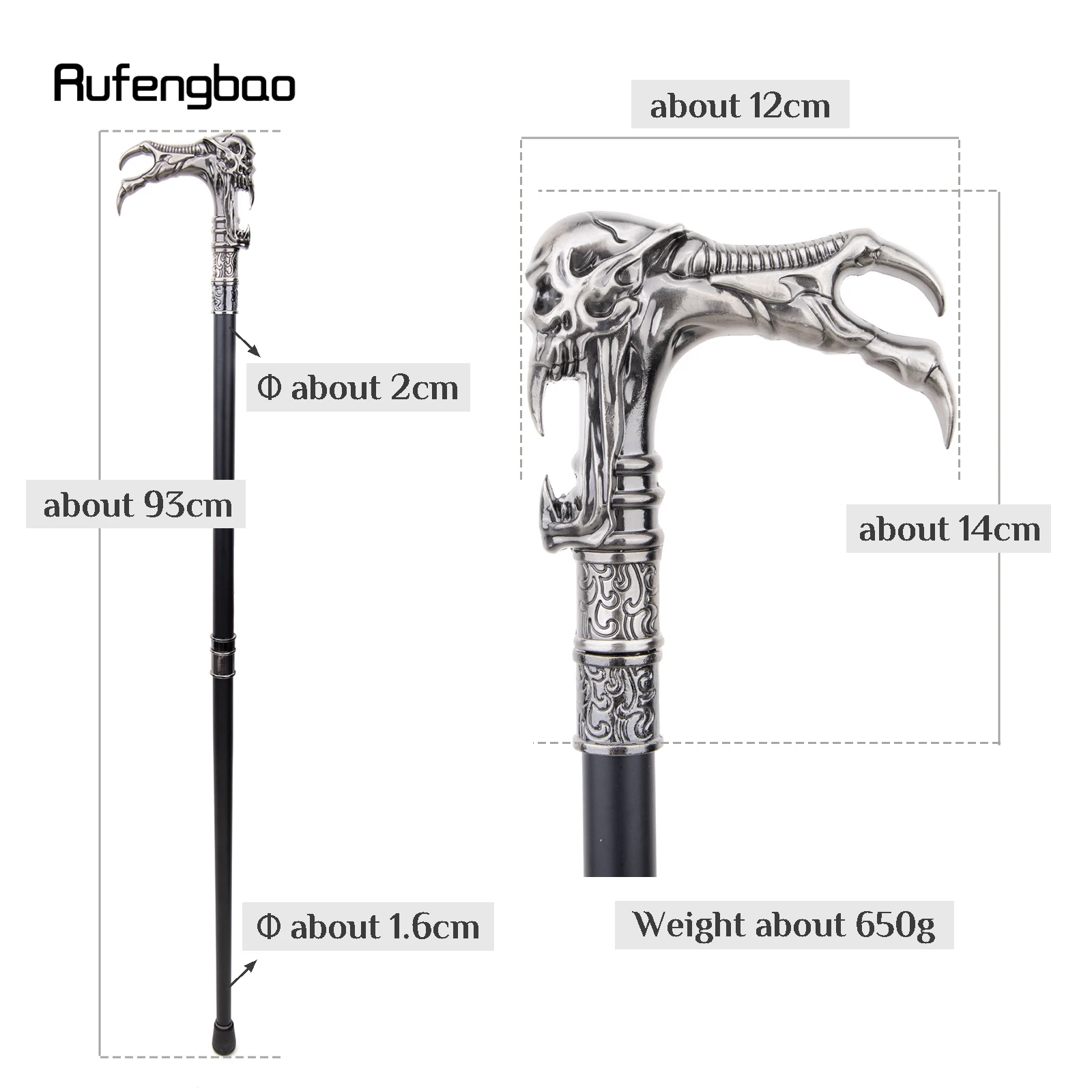 Ghost Skull Head Fashion Walking Stick Decorative Vampire Cospaly Vintage Party Fashionable Walking Cane Halloween Crosier 93cm