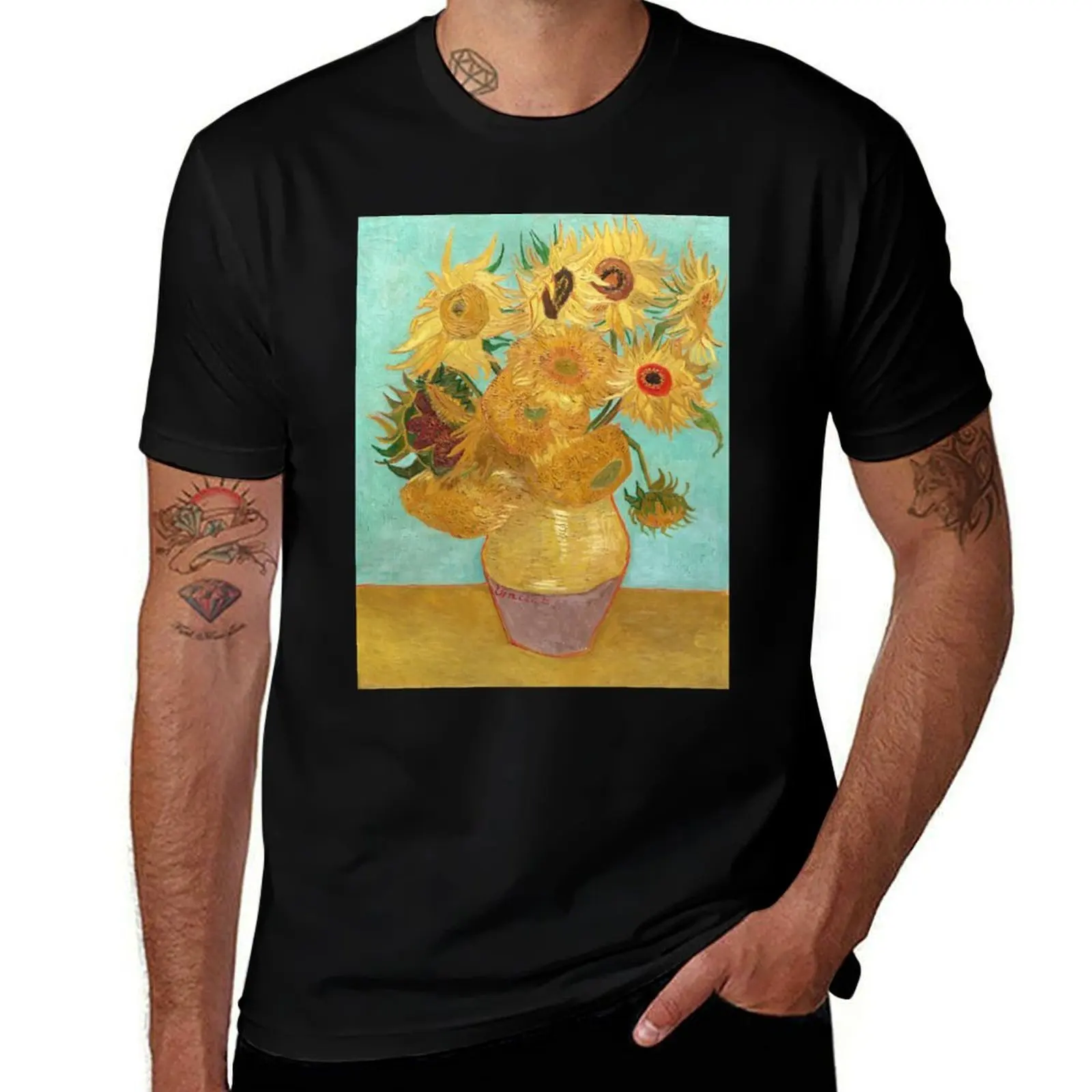 Vincent Willem van Gogh Sunflowers T-Shirt Fashion Print Casual Short Sleeve
