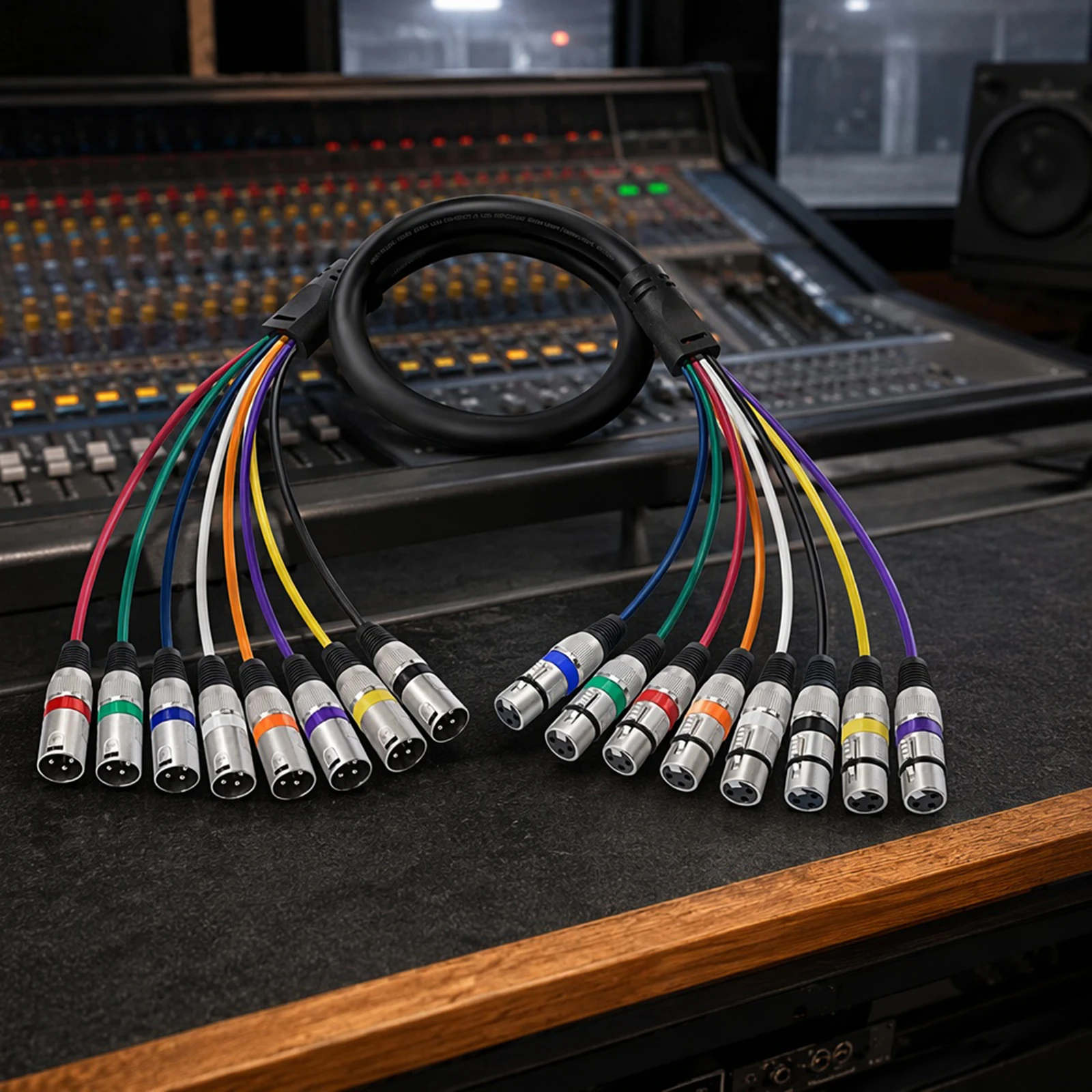 8-Ein-8-Ausgangs-XLR-Schlangenkabel, 3-polig, symmetrisches Audiokabel, vernickelt, für Mischpult, Bühnenbox, Live-Sound, Studio, 1M/2M – Detail 6