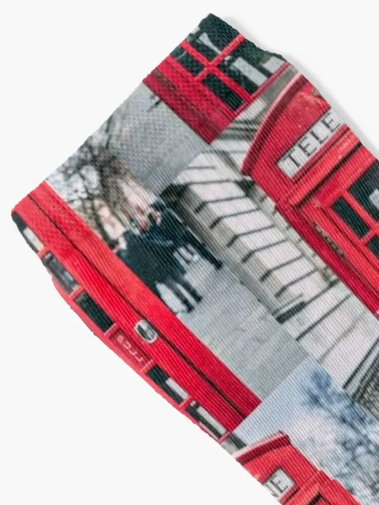 London Red Telephone Box Telephone Booth Socks fashionable moving stockings Women's Socks Men's