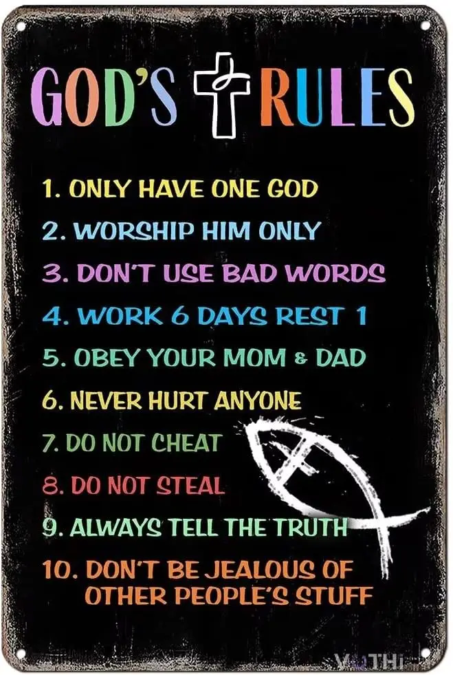 Ten Commandments Metal Signs, Religious Bible Verse Wall Art, In | Aluminum,Christian Scripture, Home Decoration Sign, Boys Girl