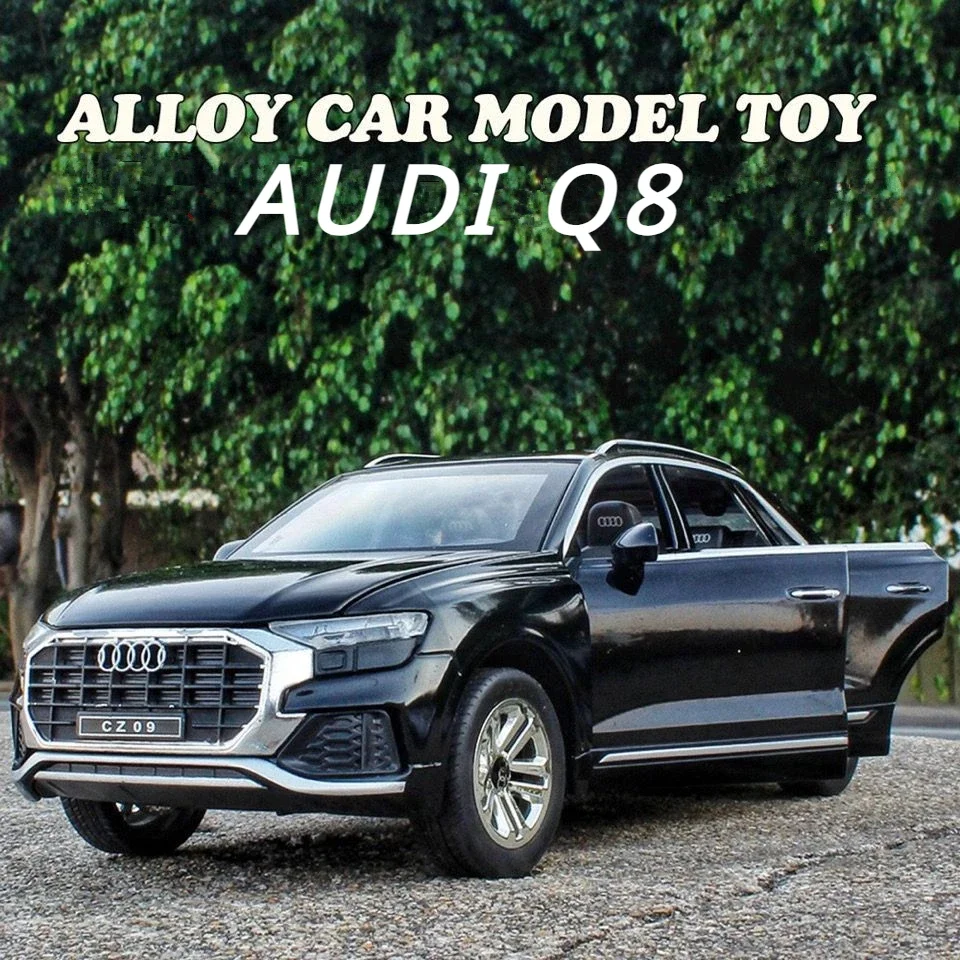 

Модель автомобиля AUDI Q8 SUV 1:24 из сплава, литая и Игрушечная модель автомобиля, модель искусственной коллекции со звуком и искусственными детскими игрушками в подарок