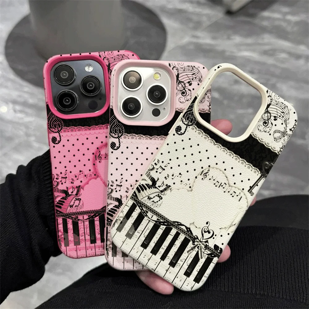 Klaviernoten-Spitzen-Handyhülle für iPhone 17 16 15 14 13 12 11 ProMax 16 15 14 Plus 17 16 15 14 13 12 Pro 17Air Silikon-Matt-Cover – Detail 4
