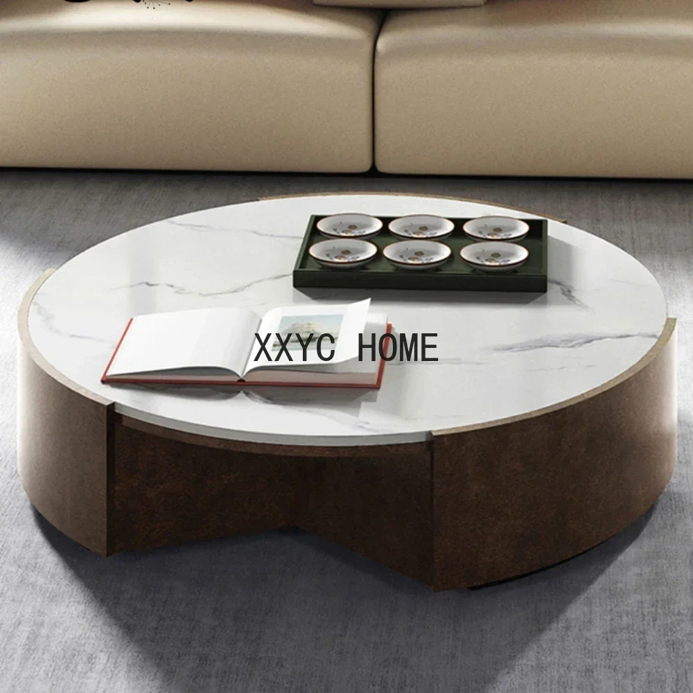 

Modern Light Luxury Marble round Tea Table Home Living Room Tea Table