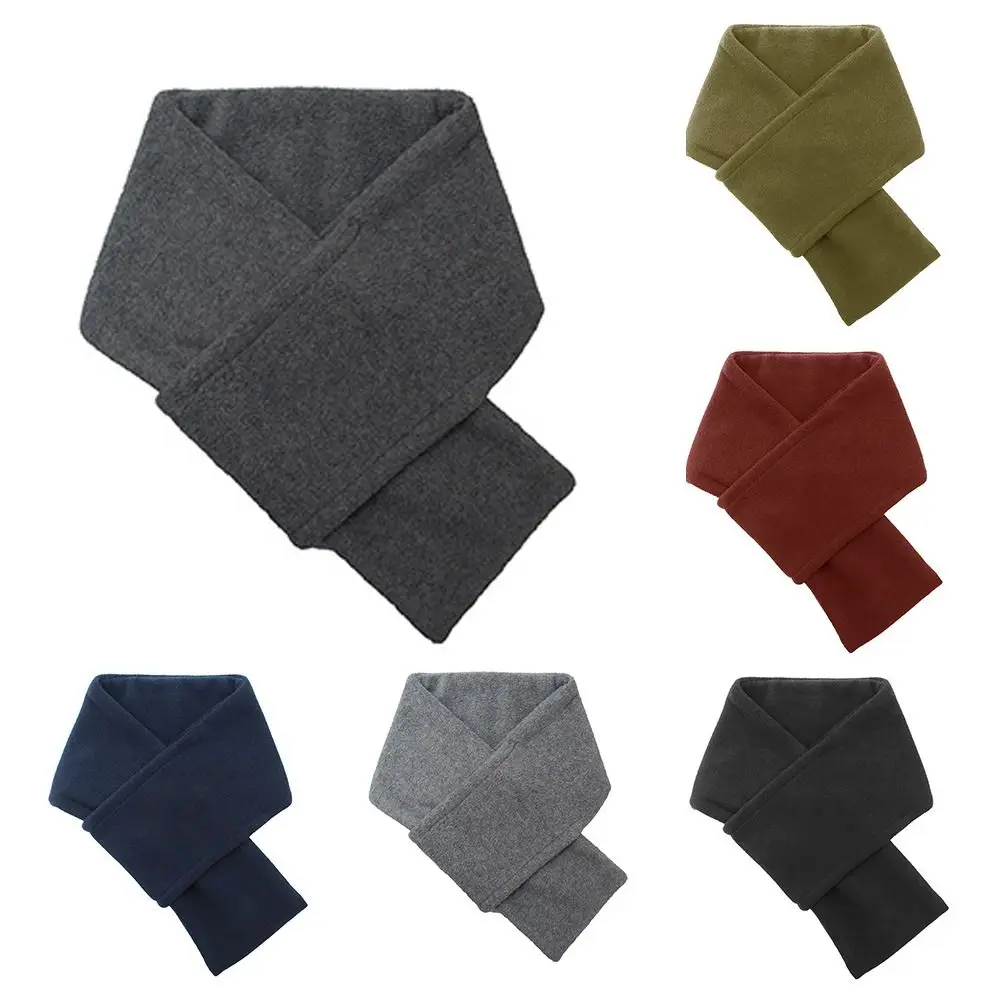 

Fashion Thick Men Neck Warmer Solid Color Cold-proof Polar Fleece Scarf Windproof Winter Warm Cotton Shawl Scarf Camping Cycling