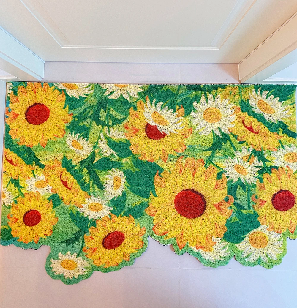 Oil Painting Flower Durable Front Door Mat, Absorbent Muddy Dirt Resist Welcome Doormat,Outdoor Indoor Rugs, Easy Clean Carpet