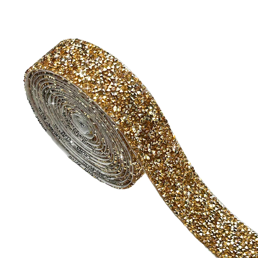 Add a Touch of Glamour with Double sided Glue Rhinestone Ribbon Chain  Shiny Rhinestone Decoration for Crafts and Fabrics