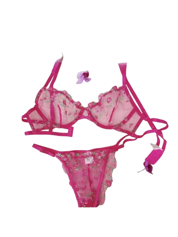 

KUCLUT Elegant Lingerie Set-Floral Embroidery Semi-Transparent Bra & Brief,Black Sensual Women's Underwear Luxury Intimates