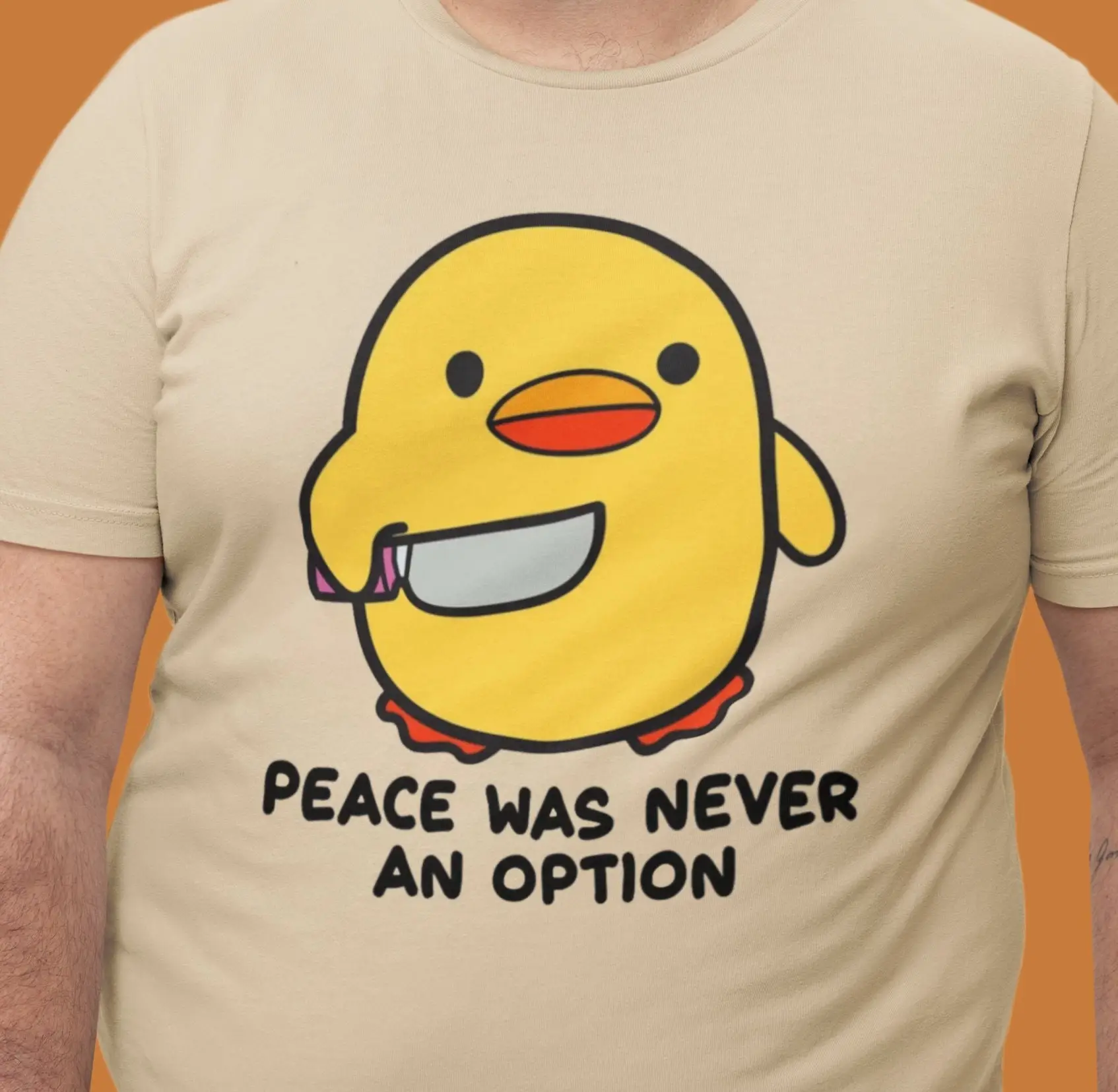 Peace Was Never An Option Armed Duck With Knife Dank Meme Quote T Shirt Out Of Pocket Humor Funny Saying Trendy For Her