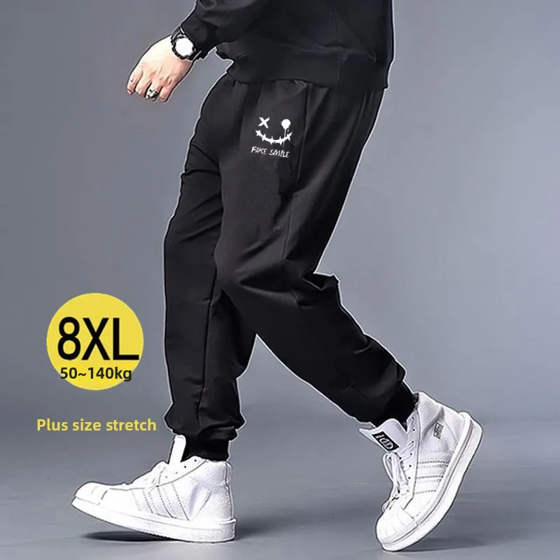 

Свободные эластичные спортивные брюки Harlan для мужчин больших размеров, повседневные спортивные штаны, черные длинные брюки с высокой талией из полиэфирного волокна
