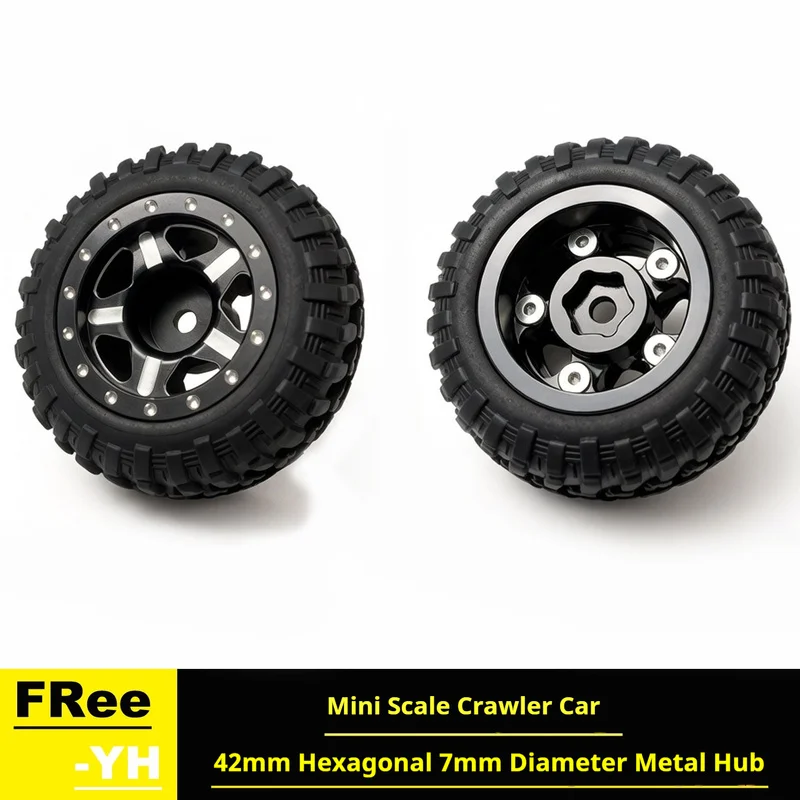 Free Yh Rc Crawler Metal Wheel Rims 1 Inch 42Mm Diameter 7Mm Hex Beadlock For Kyosho 4x4 Wrangler Rc Car Upgrade Parts