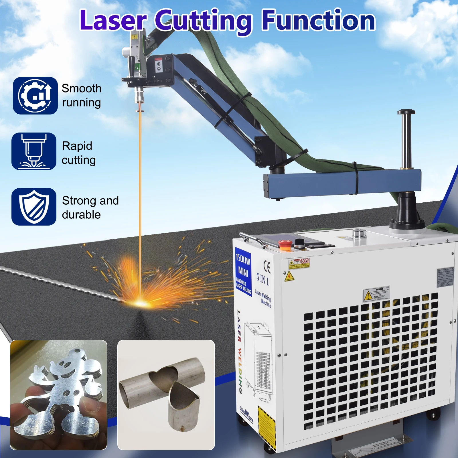 5-in-1-Multifunktions-Faserlaserschweißen, Schneiden, Reinigungsmaschine, Handbatterie, Schweißer, Wasserkühlung für alle Metalle – Detail 2