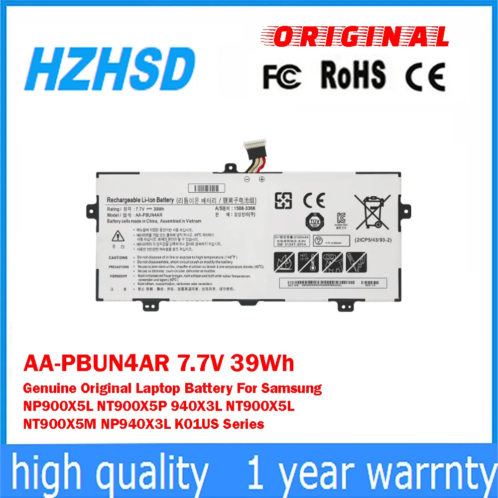 

Оригинальная батарея для ноутбука AA-PBUN4AR 7.7V 39Wh для Samsung NP900X5L NT900X5P 940X3L NT900X5L NT900X5M NP940X3L K01USSeries