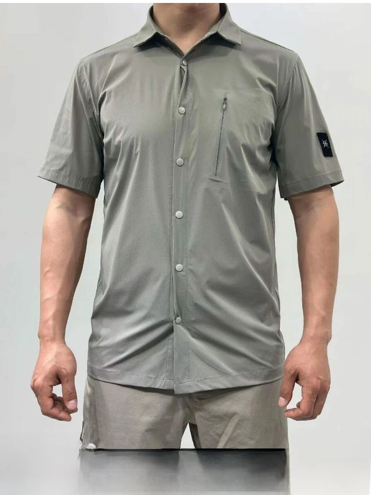 

Men's Outdoor Short Sleeve Shirt Quick Dry Moisture Wicking New Summer Casual Style Standard Fit Nylon Spandex Blend Breathable