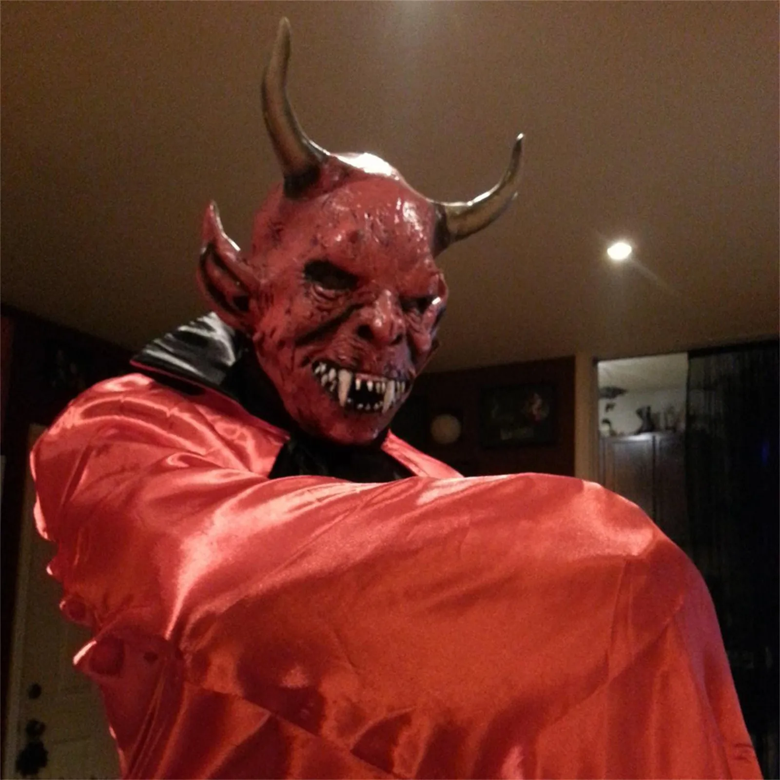 Devil Mask Halloween Horror Bull Deer Devil Horn Mask Another MeThe Elder Halloween Supersoft Old Man Adult Mask Cosplay Party