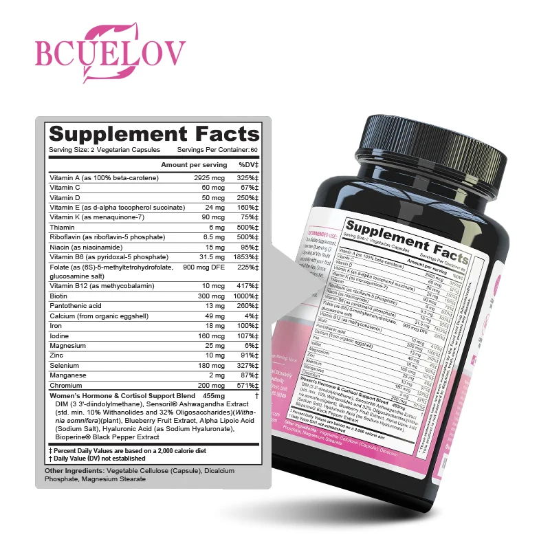 Daily Multivitamin for Women, Containing Iron, Folic Acid, Biotin, Calcium, Can Relieve Anxiety and Stress, Anti-aging, Immunity