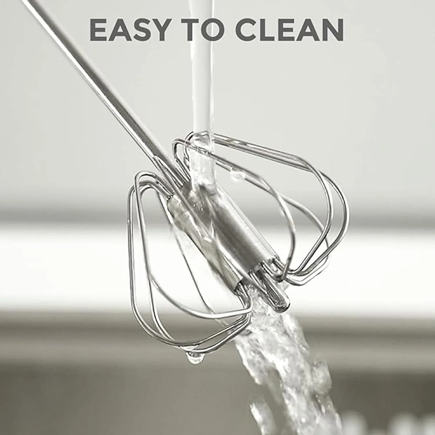 11 Inch Semi-Automatic Hand Push Rotary Whisk, Stainless Steel Egg Beater Mixer Stirrer, Manual Rotary Whisk Tool for Whipping Cream, Egg Beating and Kitchen Stirring view 4
