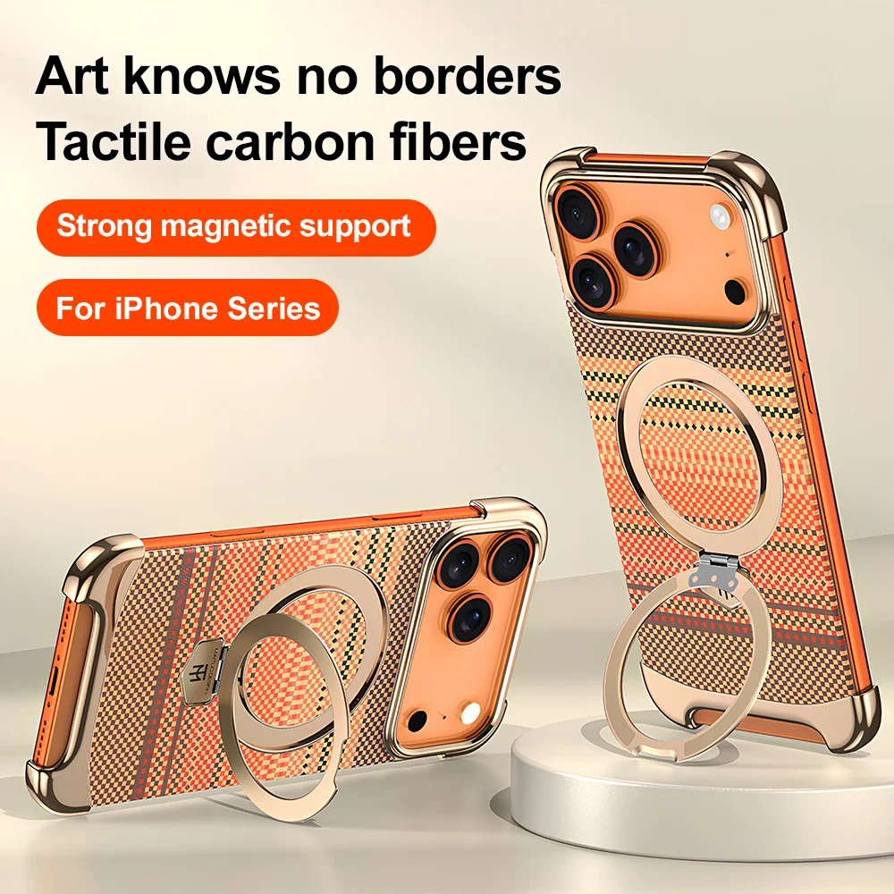 

Wireless Charging With Stand Phone Case For iPhone 17 ProMax 17Pro 17 16 15 13 14 Air Case Funda Shockproof Luxury Corner Border